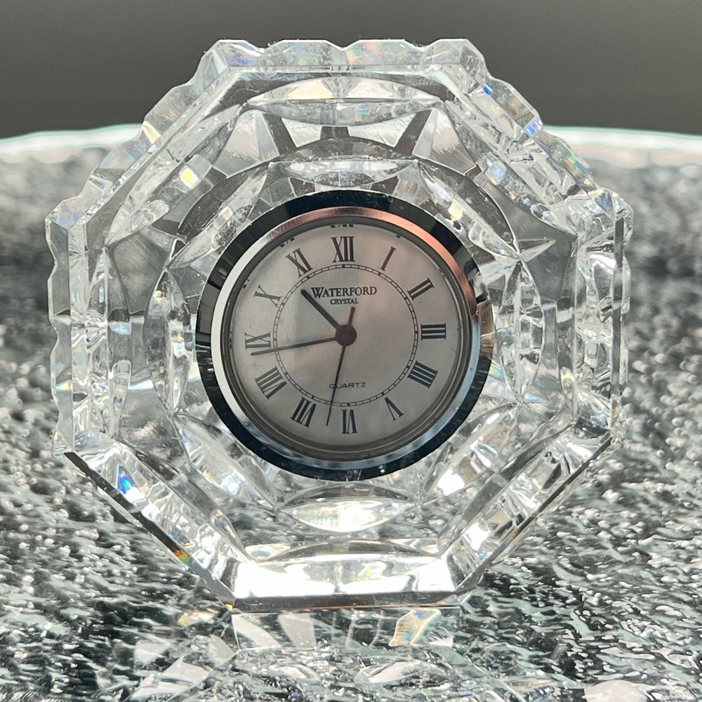 Waterford White Crystal Desk Clock